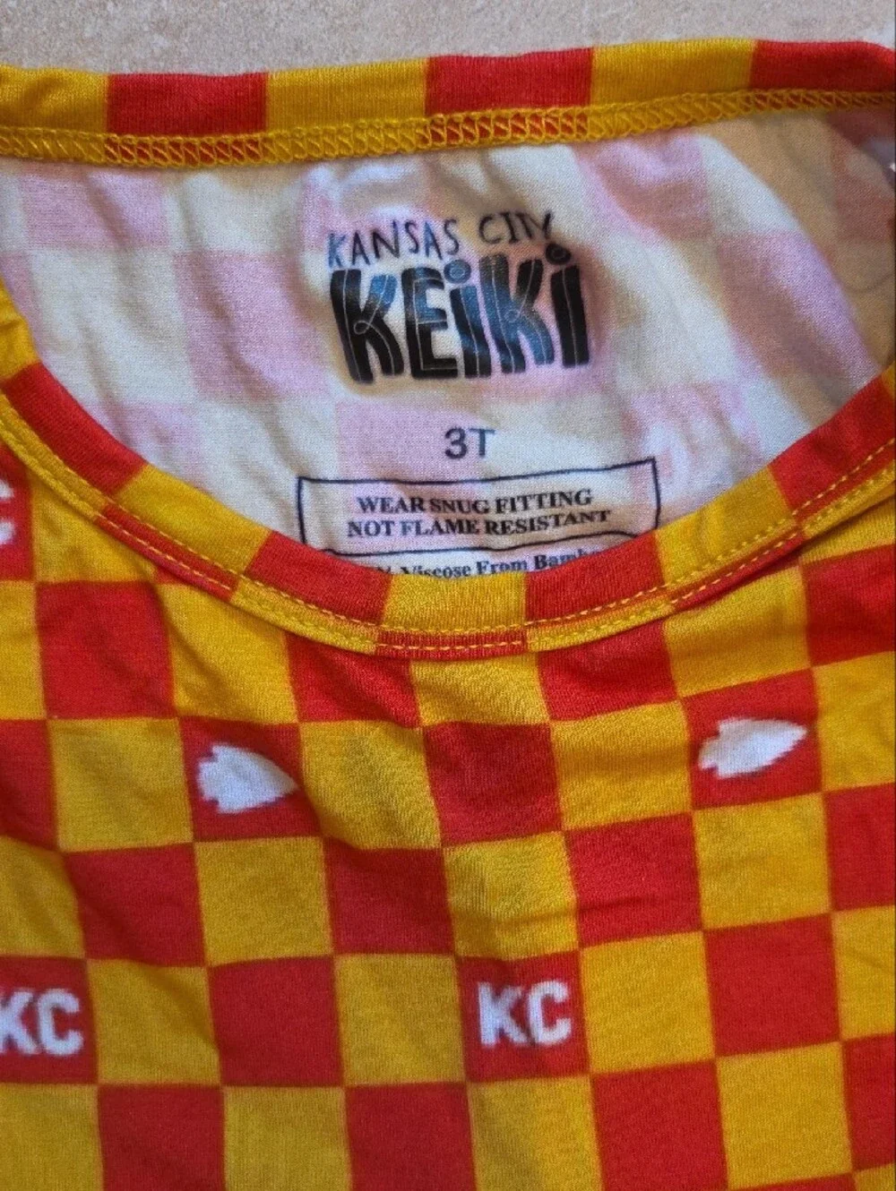 Kansas City Keiki Chiefs Checkerboard Red & Yellow Tulle Dress 3T